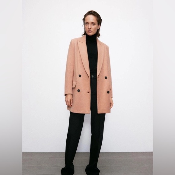 💫HP‼️💫 NWT ZARA Double-Breasted Coat in Pink, Size Medium - Picture 3 of 8